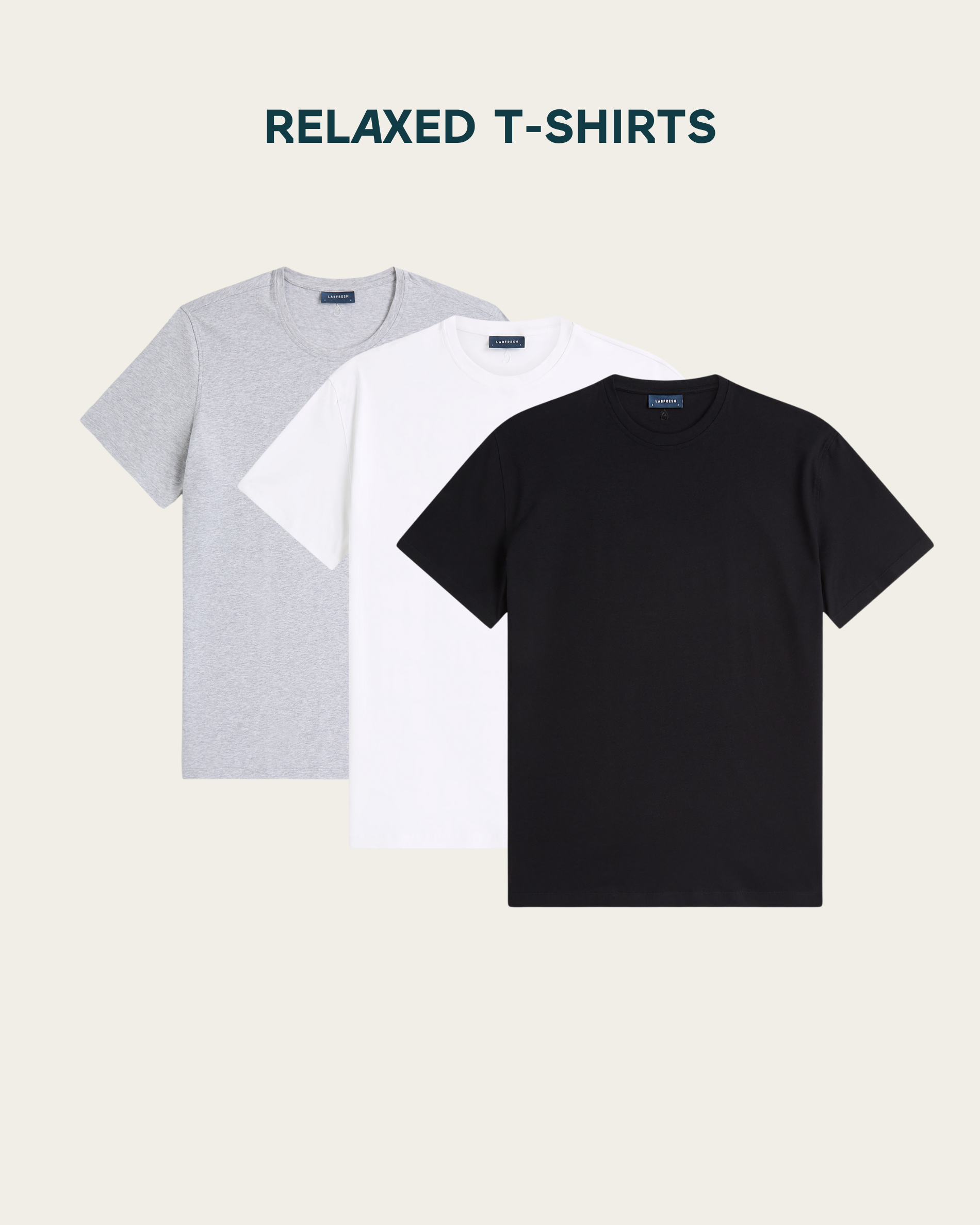 Relaxed T-shirt 3-pack bundle | White & Navy & Light grey
