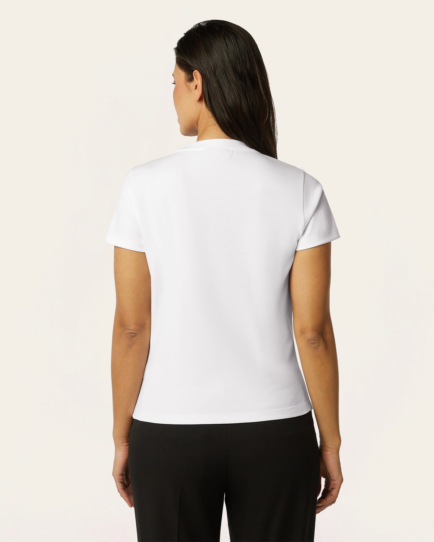 Interlock V-neck Slim T-shirt - White