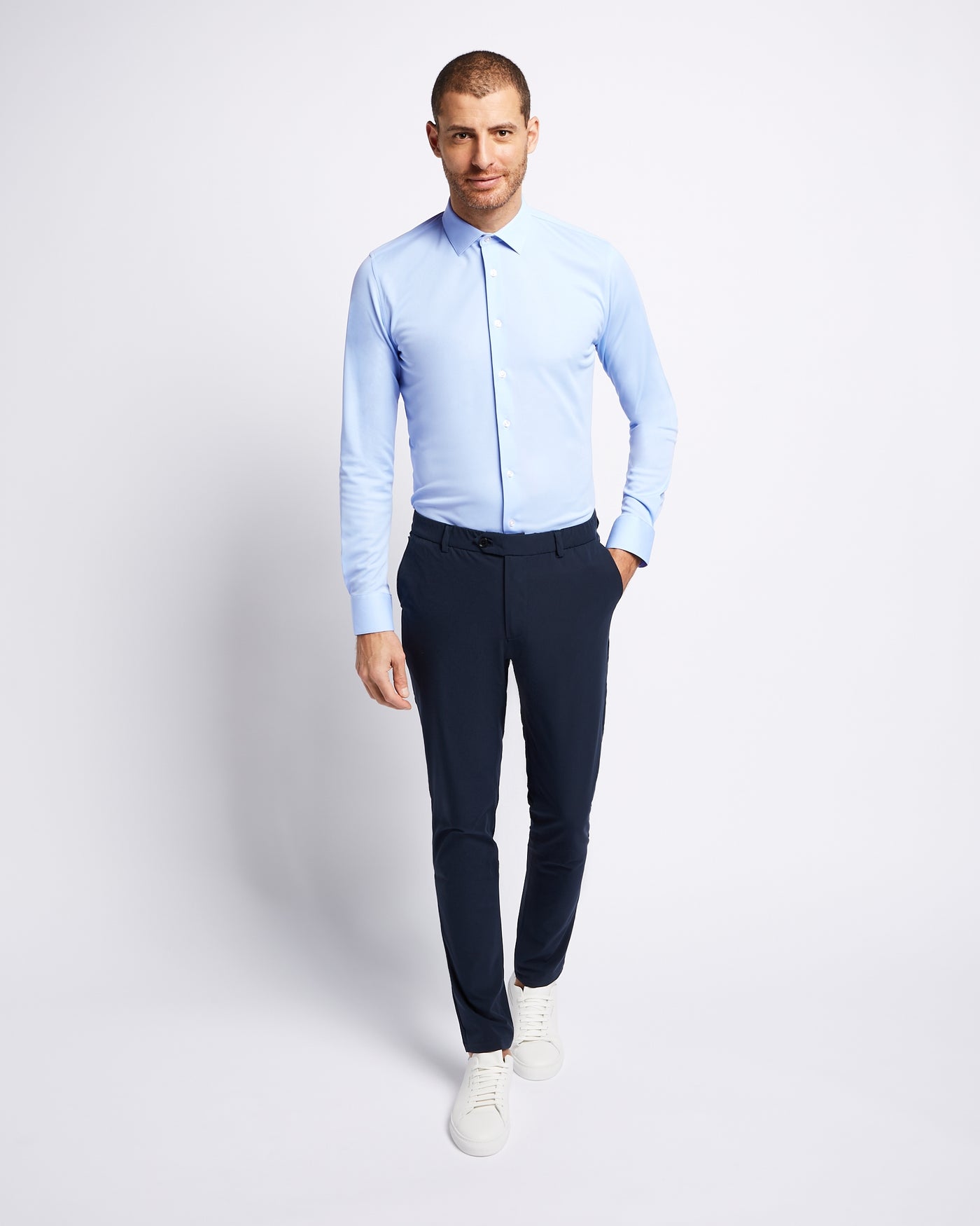 Prior Tech: Non-iron stretch shirt blue